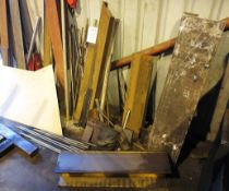Assorted steel stock, assorted sections, offcuts, WIP, etc. (located inside of unit in two
