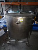 Mobile Stainless steel storage vessel 1050mm x 650mm with bottom discharge and top inspection