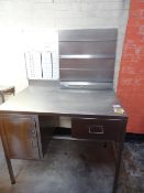 All stainless steel work bench with under slung cupboard and drawer  1100mm x 750mm x 940mm (Lift