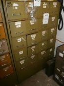 20 drawer cabinet and contents of Yamaha spares including gaskets, electrical fittings, mouldings,