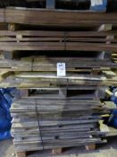 9 sq m pine, approx 75 burnt oak planks, 1850mm length, 170mm wide, 8mm thick.  Approx 59 burnt