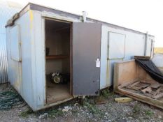 Aluminium sheet cladded jack leg site cabin with toilet cubicle, kitchen area with sink and drainer,