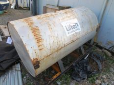Steel cylindrical fuel bowser, approx 2m  1.1m diameter, approx 1125 litre capacity, mounted on