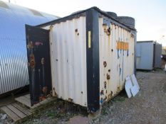 Steel secure site toilet, fitted 3 cubicles, 2 urinals, 3 sinks, hot/cold water facilities,