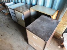 Assorted office furniture including 2 x 2-drawer filing cabinets, pedestal unit, light oak effect