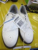 Pair of Adidas white leather Ladies Golf Shoes, size UK 7