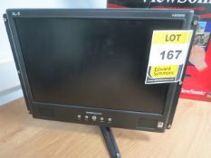 Hannspree model M19W2 19in LED monitor with HDMI input and stand with manual.