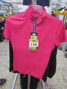 Nike womens Stay Cool short sleeve top, 1/4 zip, standard fit, pink, Size S, Style 518080-650