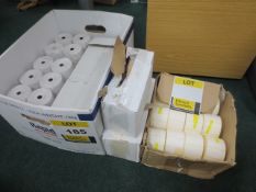 40 80 x 80 Thermal Rolls, 36 57mm X 45mm Thermal rolls and box of self adhesive price labels.