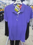 Wilson Staff womens short sleeve polo top, 3 button, purple, Size M, Style WOA 700133M
