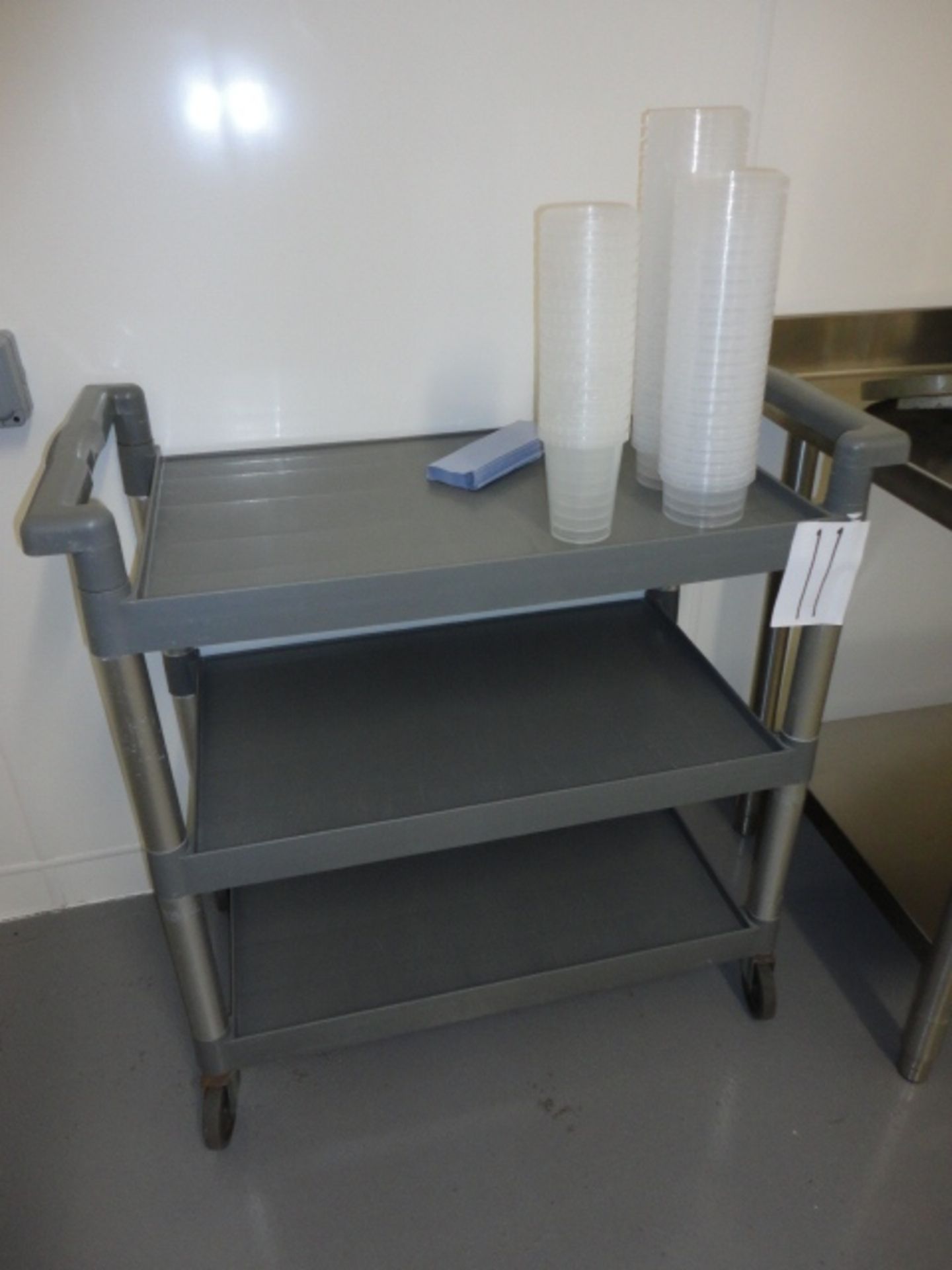 3 tier trolley - mobile on wheels. Approx. 800mm x 500mm x 850mm high.LIFT OUT £2