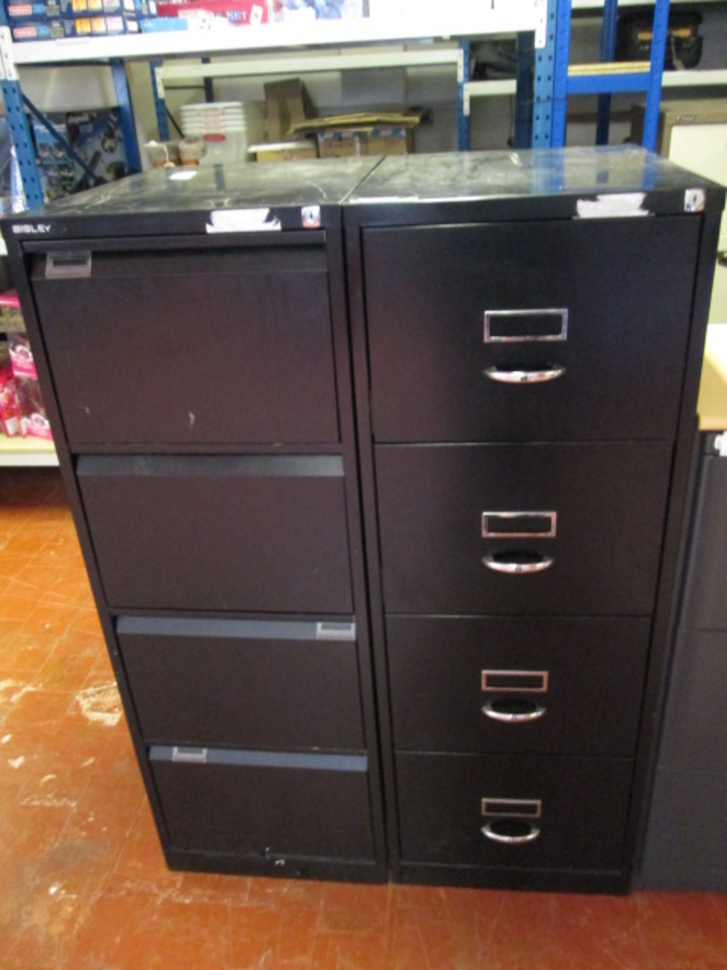 2 x 4 Draw Filing Cabinets in Black, 52" High (1 Bisley)