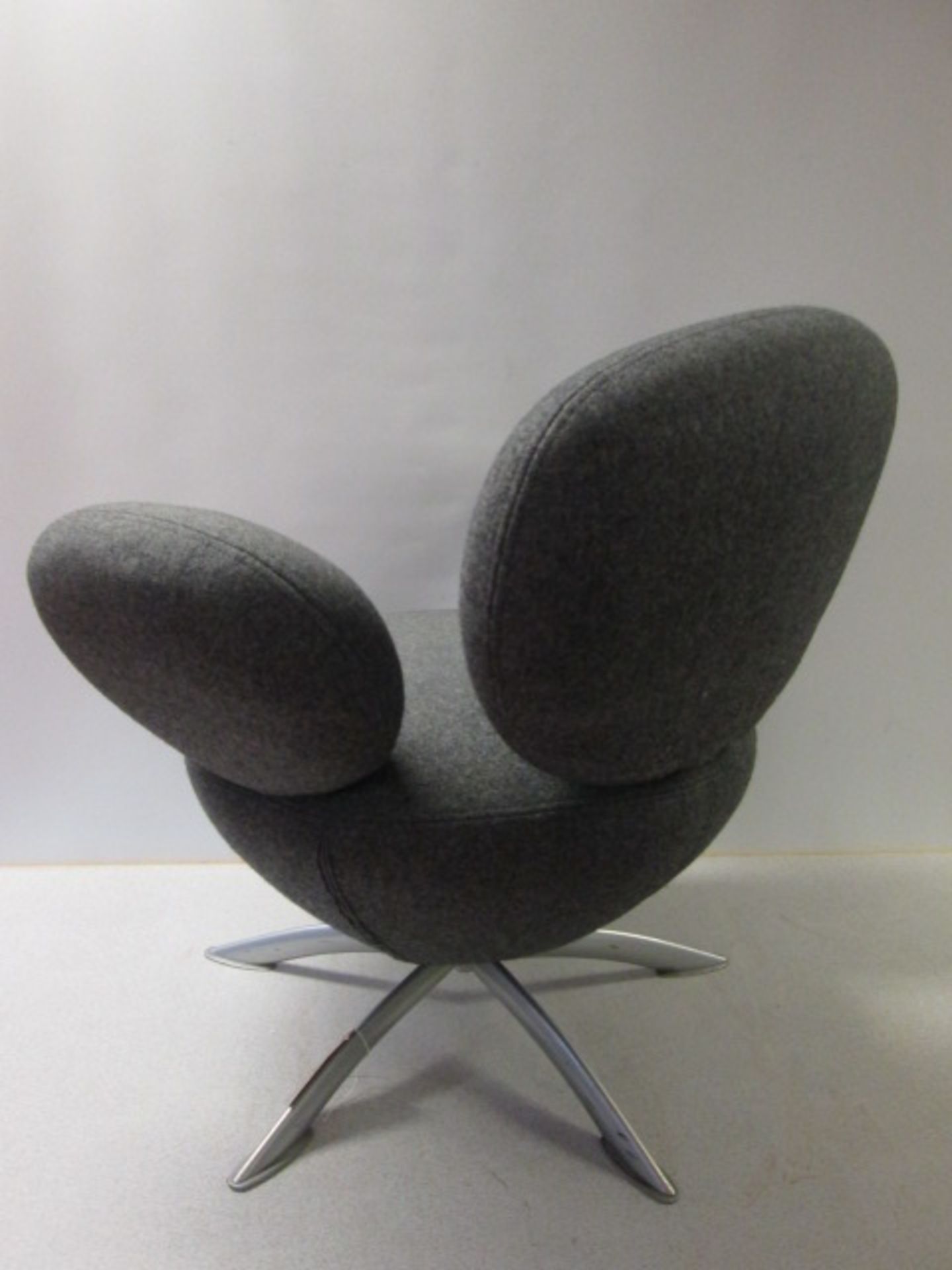 Funky Designer Style 5 Spoke Swivel Chair in Grey Fabric. - Image 2 of 2
