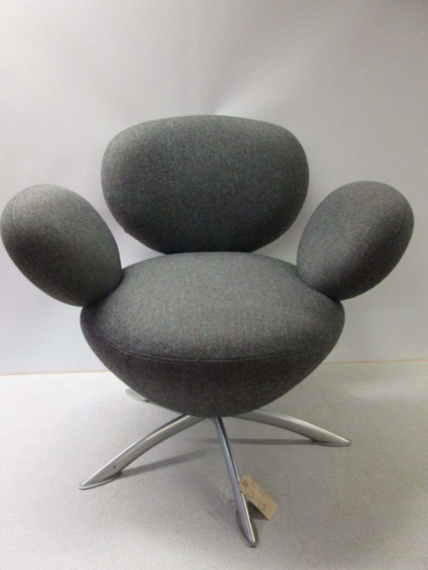 Funky Designer Style 5 Spoke Swivel Chair in Grey Fabric.