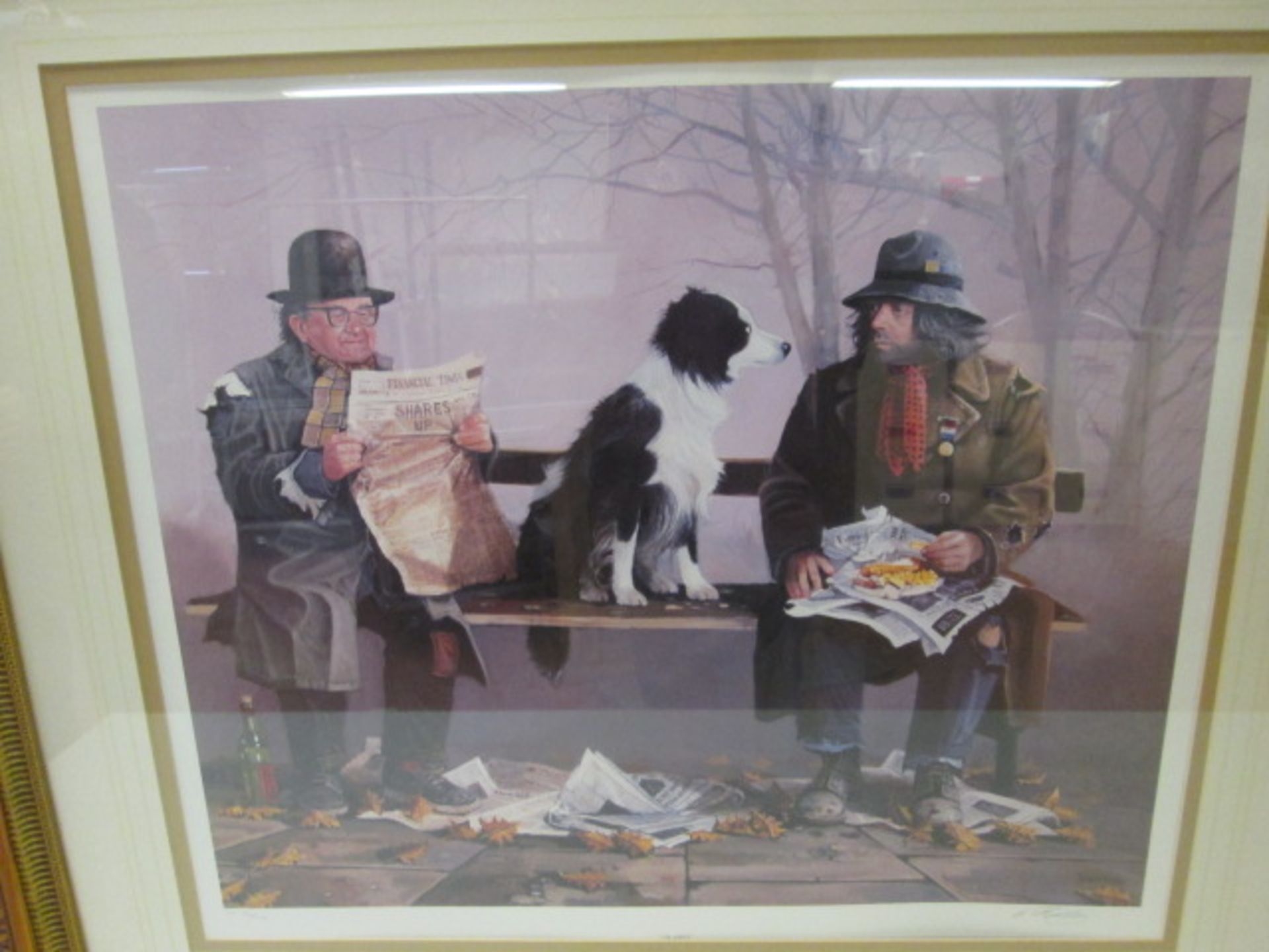 Larry Rushton Limited Edition Large Signed Print "Tramps" (754/1000). Size 38" x 34.5". - Image 2 of 6
