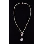 A CRYSTAL ON SILVER PENDANT NECKLACE