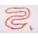 CHINESE AMBER AND RHODOCHROSITE BEADS NECKLACE
