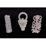 THREE PIECES WHITE JADE PENDANTS