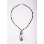 A MALACHITE AND TURQUOISE NECKLACE