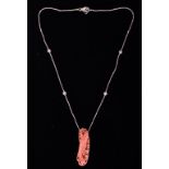 CORAL FISH PENDANT WITH SILVER NECKLACE