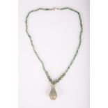 OLD JADEITE NECKLACE AND PENDANT