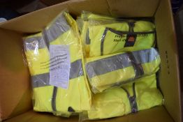 Box of 15 various sized Hi-viz yellow waiscoats