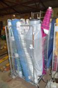 Steel cage trolley & quantity of upholstery fabric & leatherette