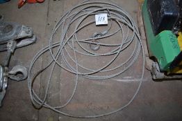 Length of steel winch rope & hook