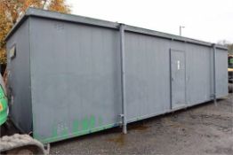 32ft x 10ft 3 + 3 steel jack leg toilet block
c/w keys
*Note to bidders - ceiling falling in &