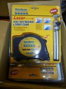 Box of 6 laser level tape measures & short stands
New & unused