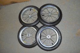 4 - 12 inch pneumatic tyred spoked wheels
New & unused