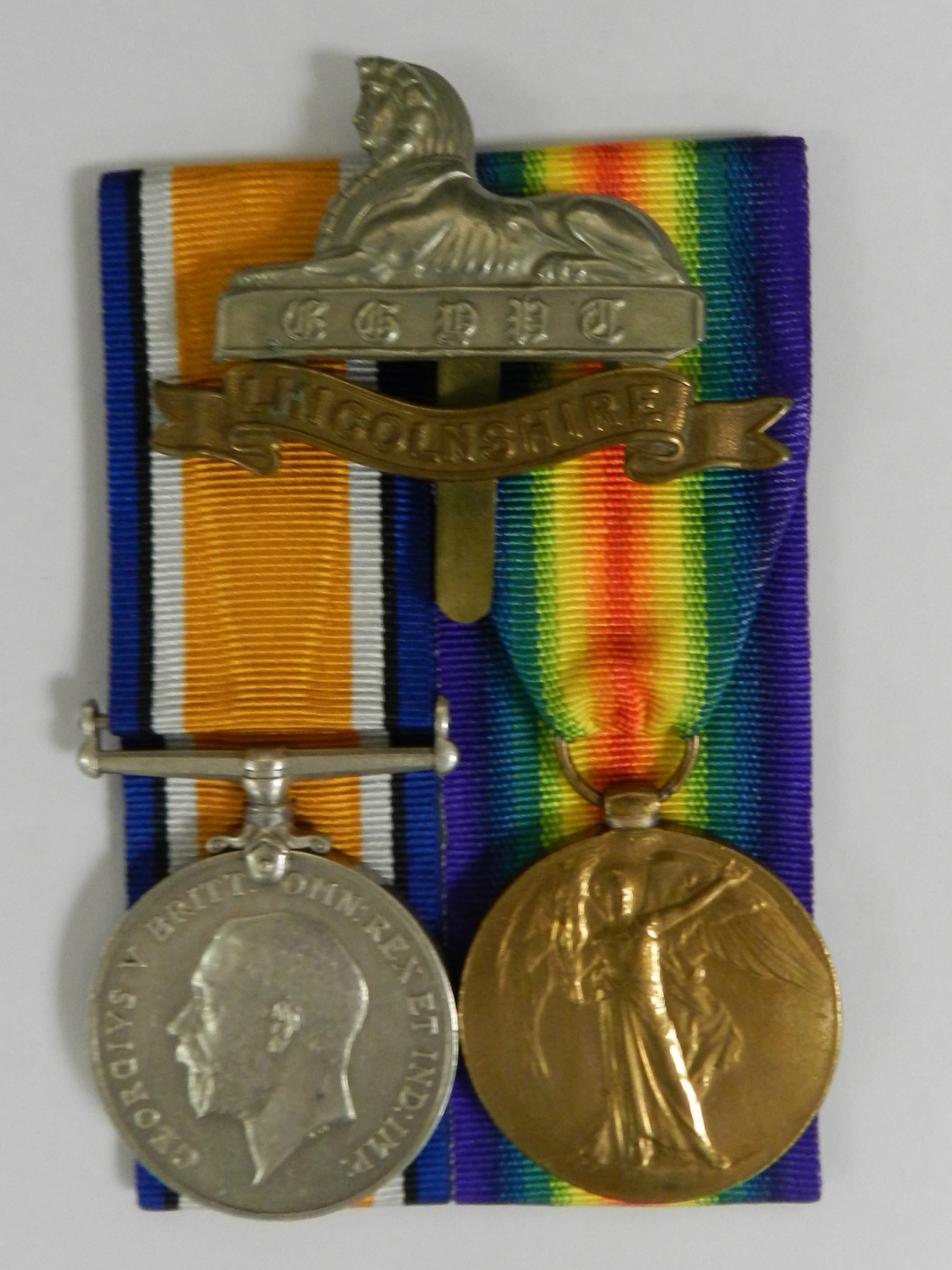 World War One medal pair of War medal and Victory medal 45843 PTE William Dunmore, Linc Regiment (