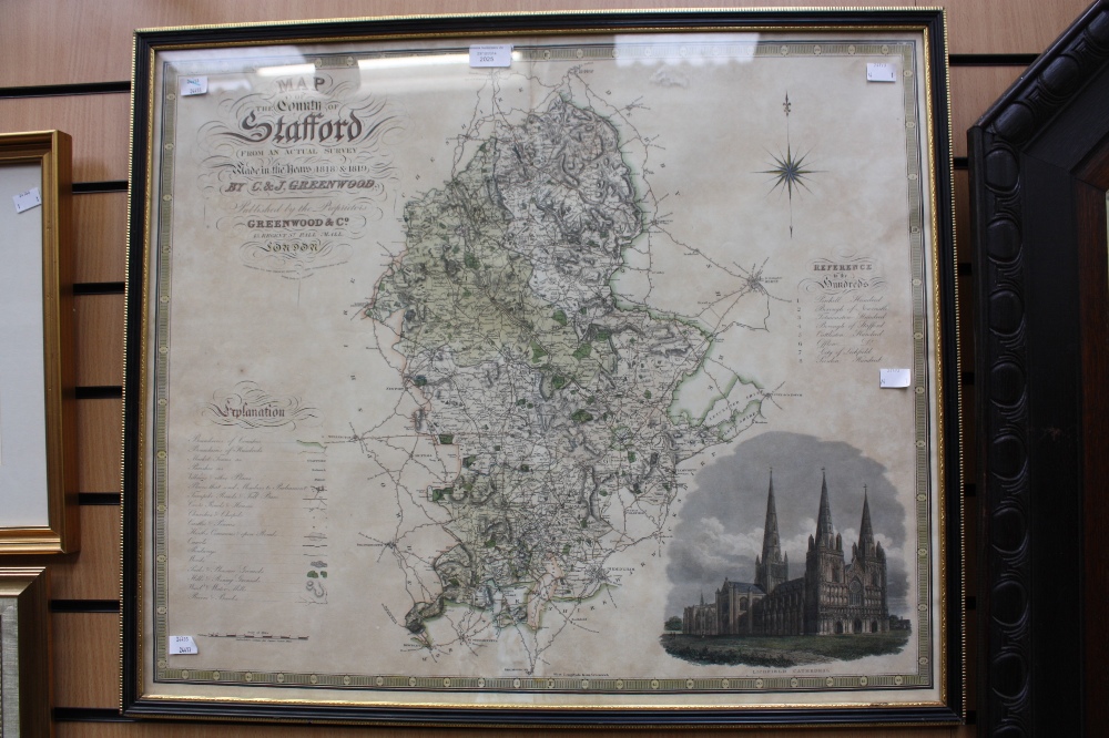 Framed and glazed map of the County of Stafford from an actual survey made in the years 1818 and