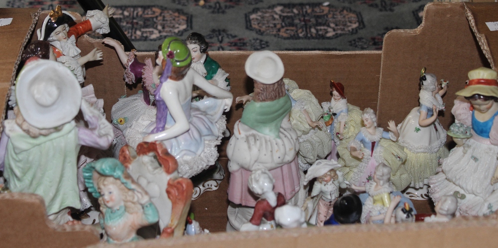 A quantity of Continental lace figures, etc (one box)