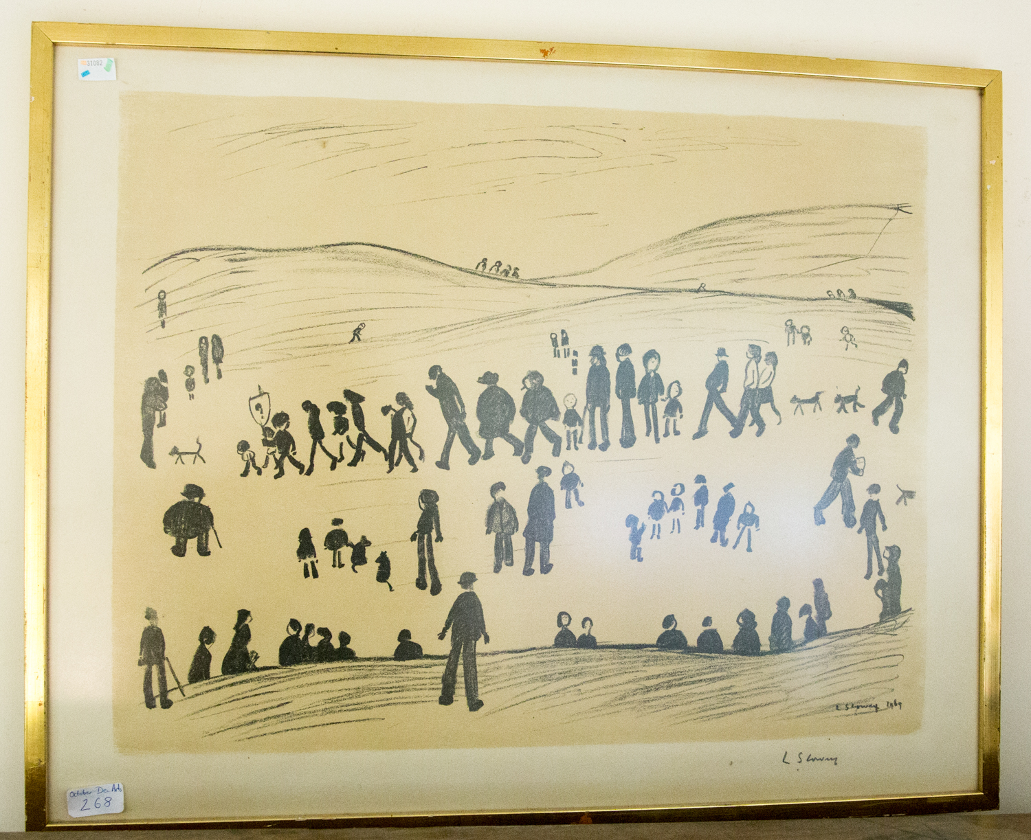 Lawrence Stephen Lowry (1887 - 1976), A Hillside Sunday Afternoon, print, signed, circa 1969, 48cm x