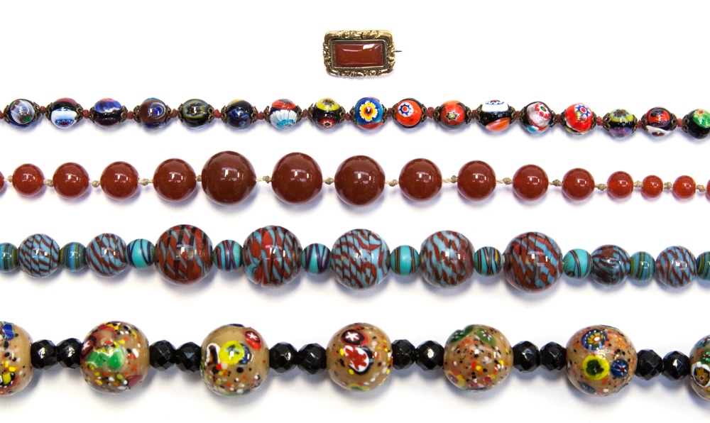 A collection of early to mid 20th century coloured bead necklaces, probably Venetian, together