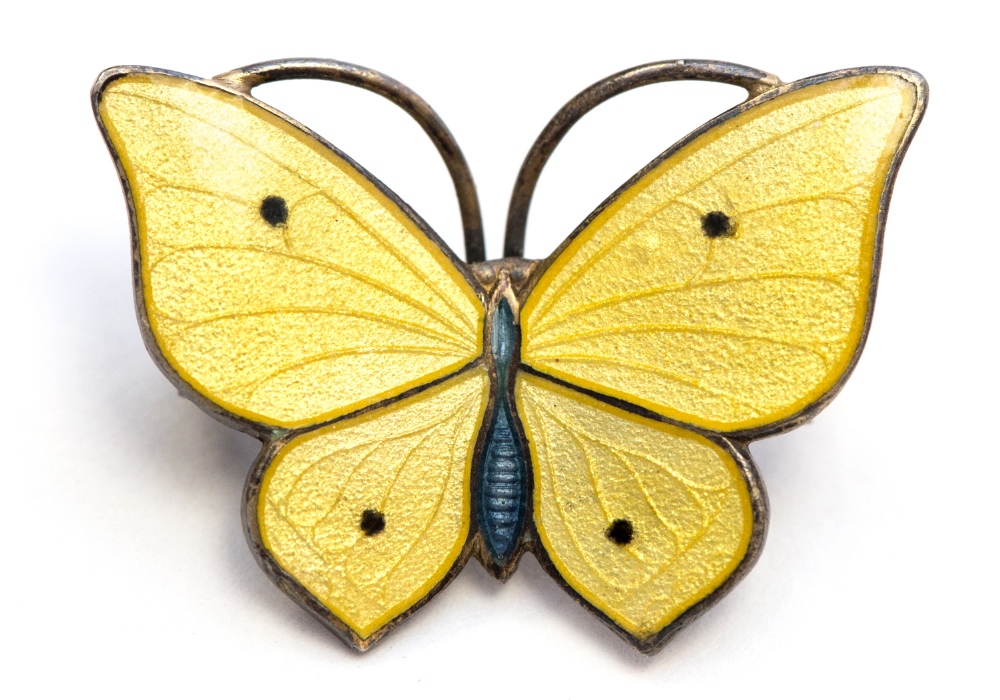 Marius Hammer, a Norwegian enamelled silver brooch in the form of a butterfly, early 20th century,