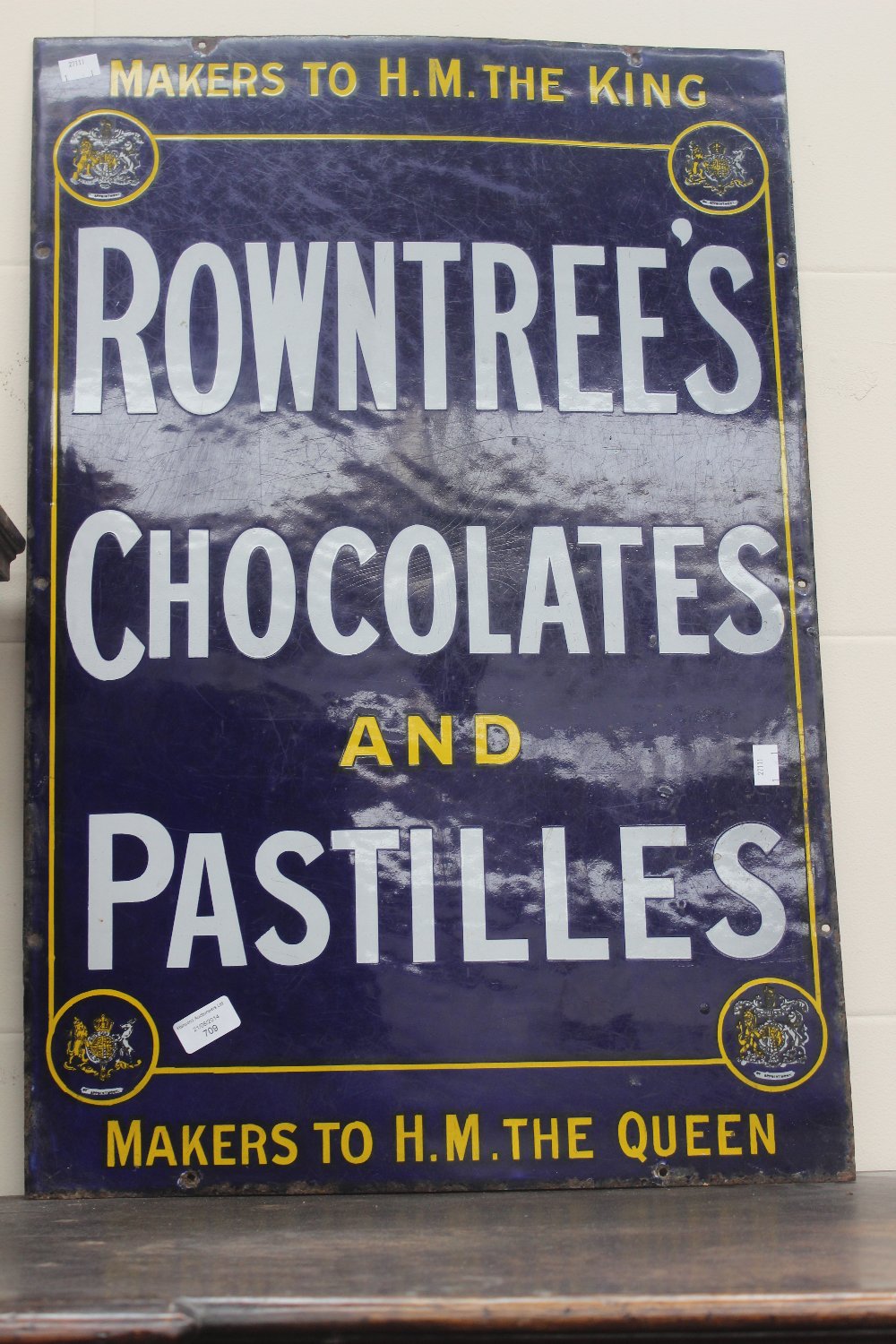 An early 20th Century enamel sign 'Rowntrees Chocolates & Pastilles' 76.5 x 51cm.