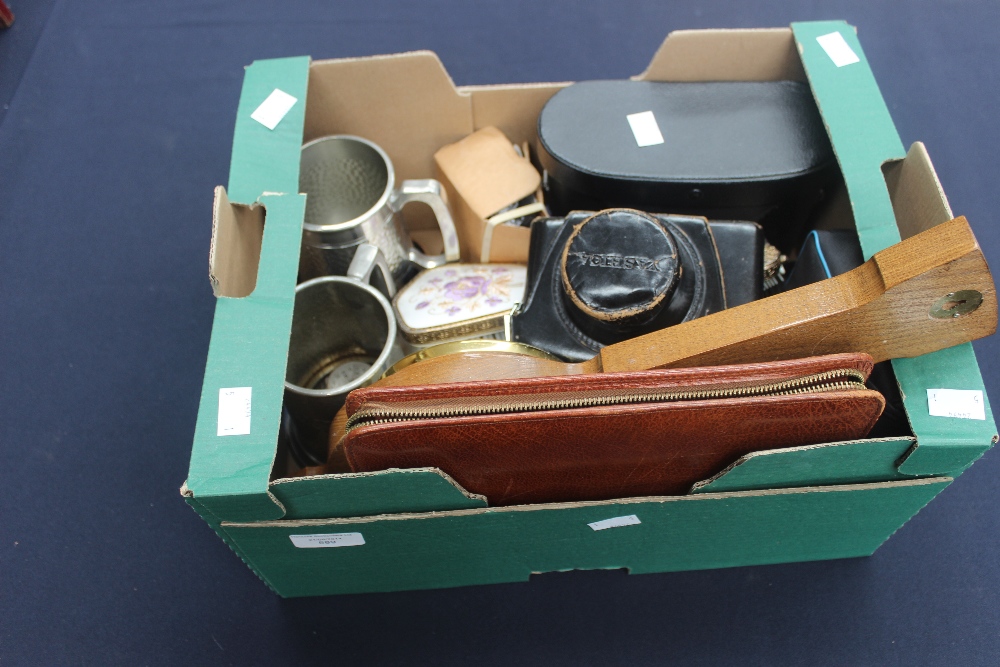 A pair of binoculars, various cameras, barometer, compasses etc(1 box)