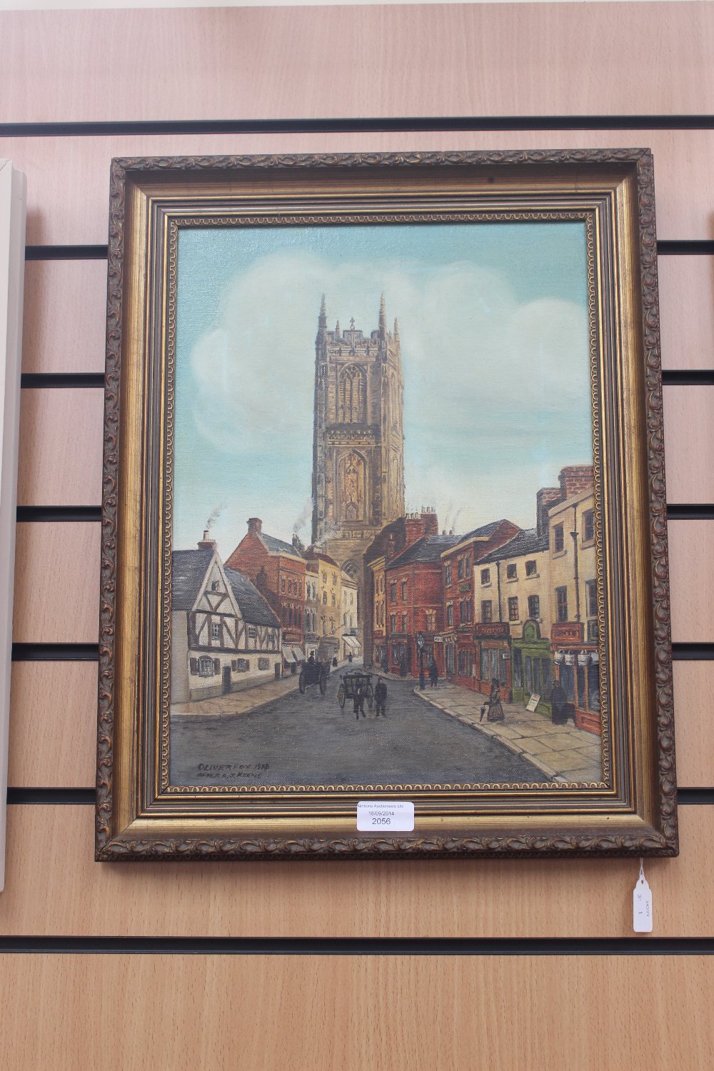 Oliver Fox, Derby artist, oil on canvas, view of Queen St, Derby