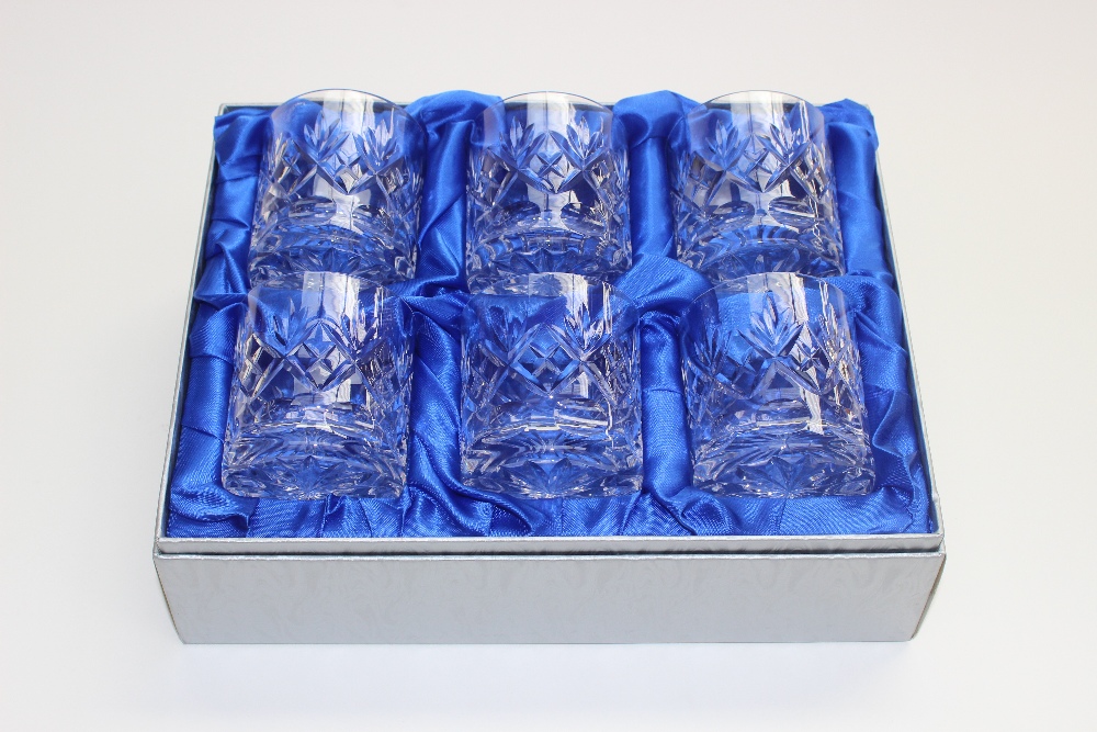 Royal Doulton Crystal set of six cut glass tumblers complete with presentation box