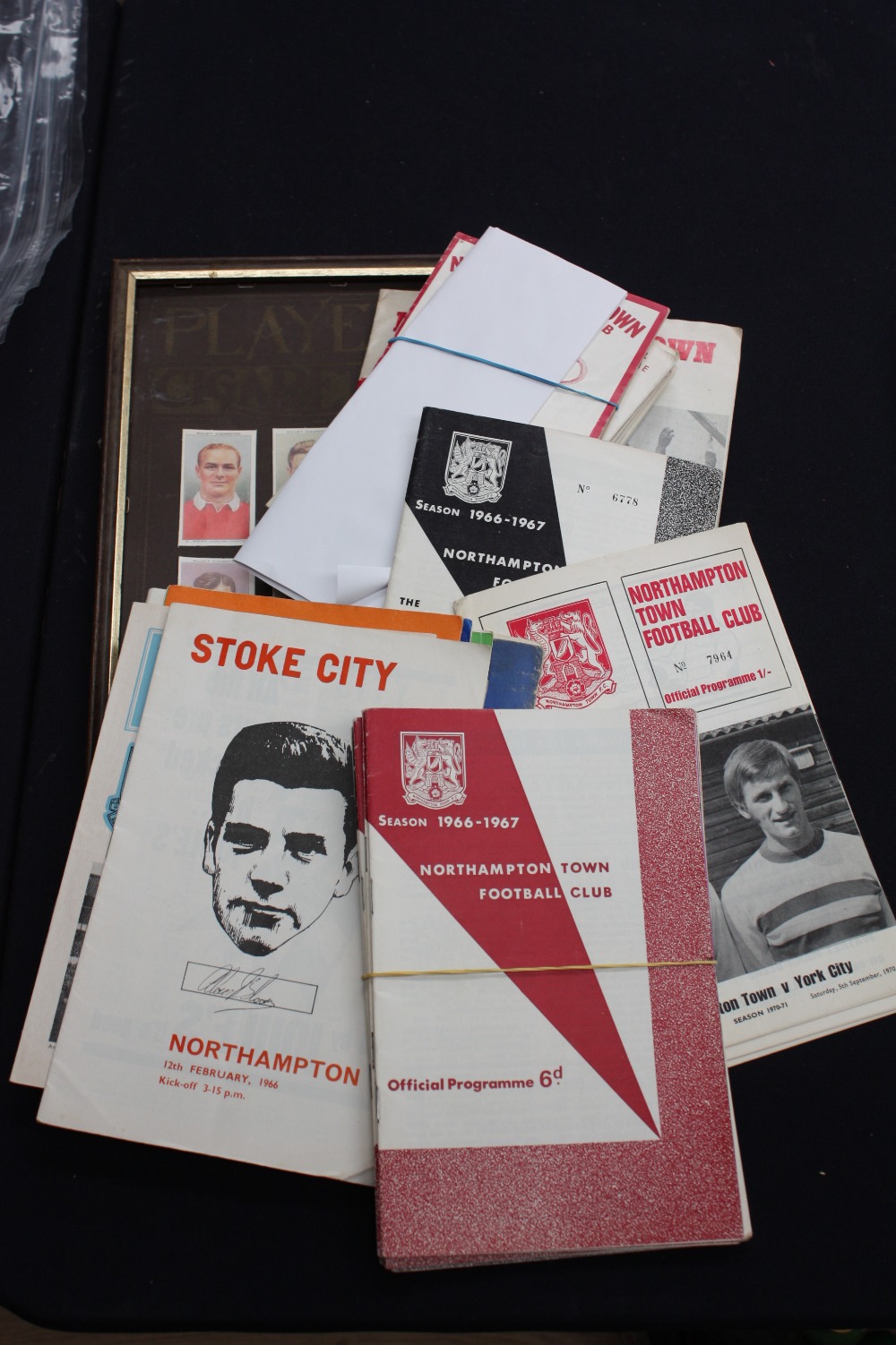 Northampton town football club memorabilia dating from 1962, including programmes, players cards and