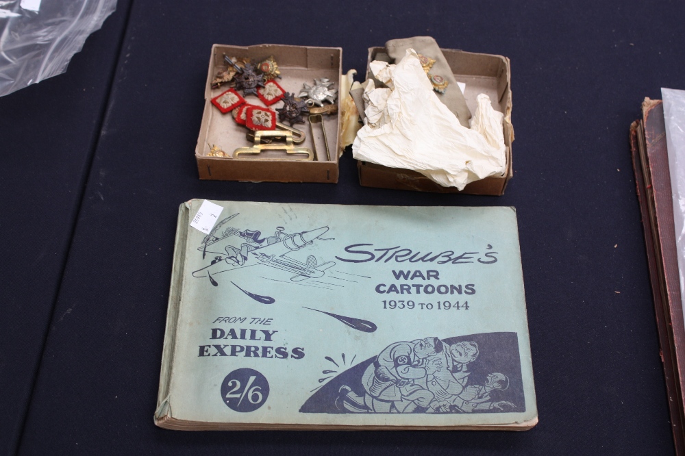 Knotts and Derbys Cap badge, buttons epilette 'Pips' buckle clasps, etc in H.M.S.O. box; together