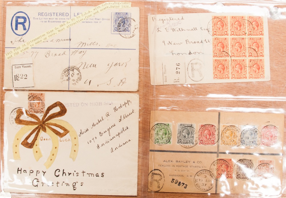 A quantity of St Vincent postal history/stationary, lovely specialist material