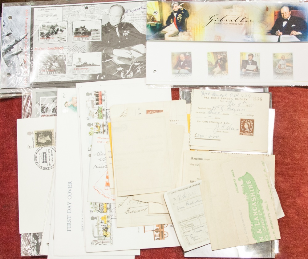 A collection of First Day Covers and other stamped receipts (q) to include Kings and Queens of