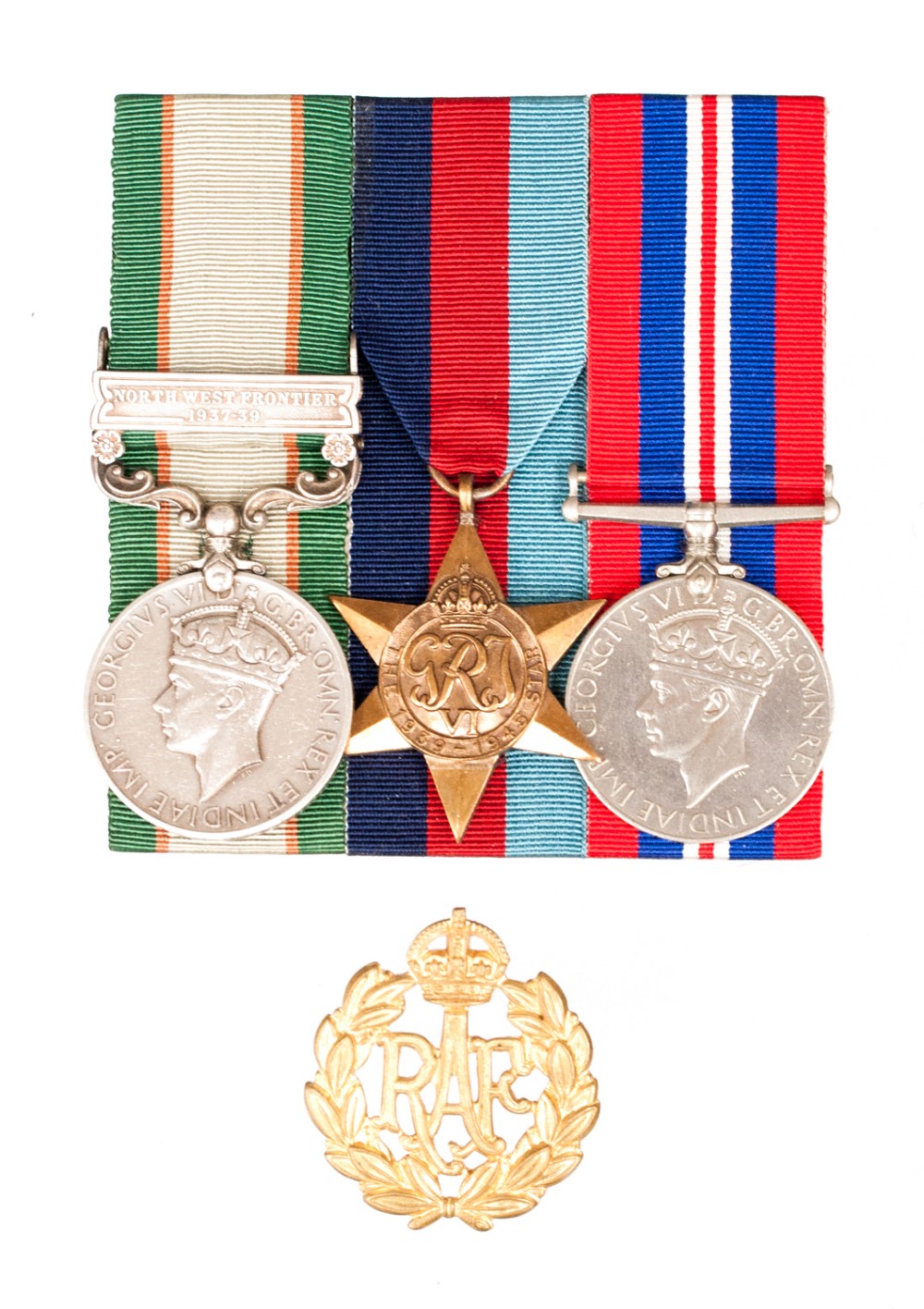 RAF medal trio of North West Frontier 1937-39 - IGS, World War two 1939-1945 Star and 1945 War