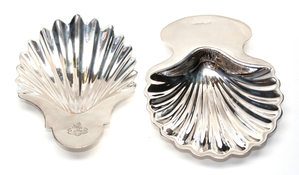 A George III silver shell dish in the form of a scallop shell, probably John King, London, 2.