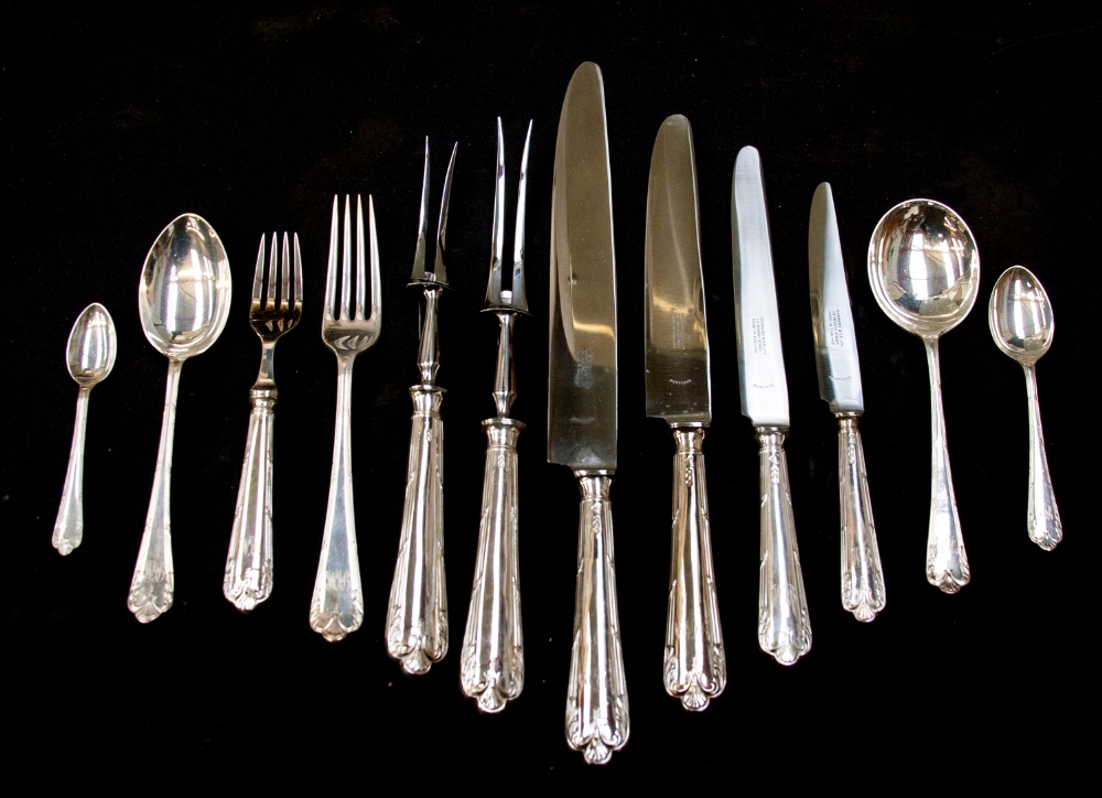 A part canteen of Louis XVI pattern silver cutlery and flatware, Garrard and Co., Sheffield 1962/