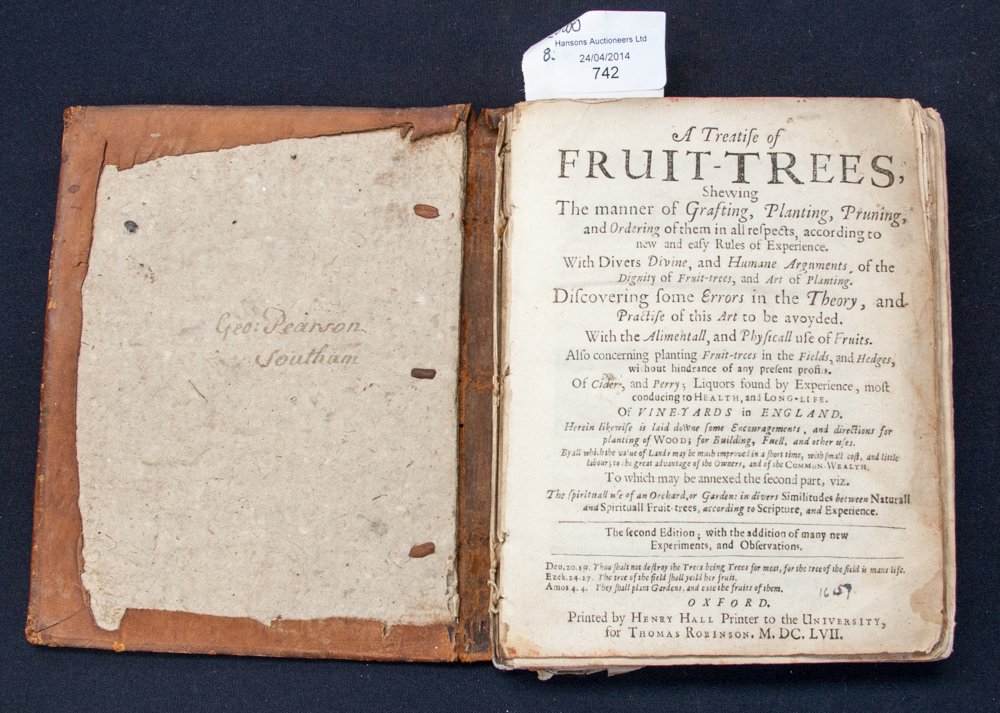 Robinson, T. 1647, A Treatise of Fruit Trees, Oxford, full bound in leather