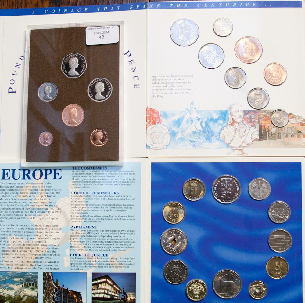 Faulkland Island proof set 1980, European community coin collection x 2 and pre decimal set specimen